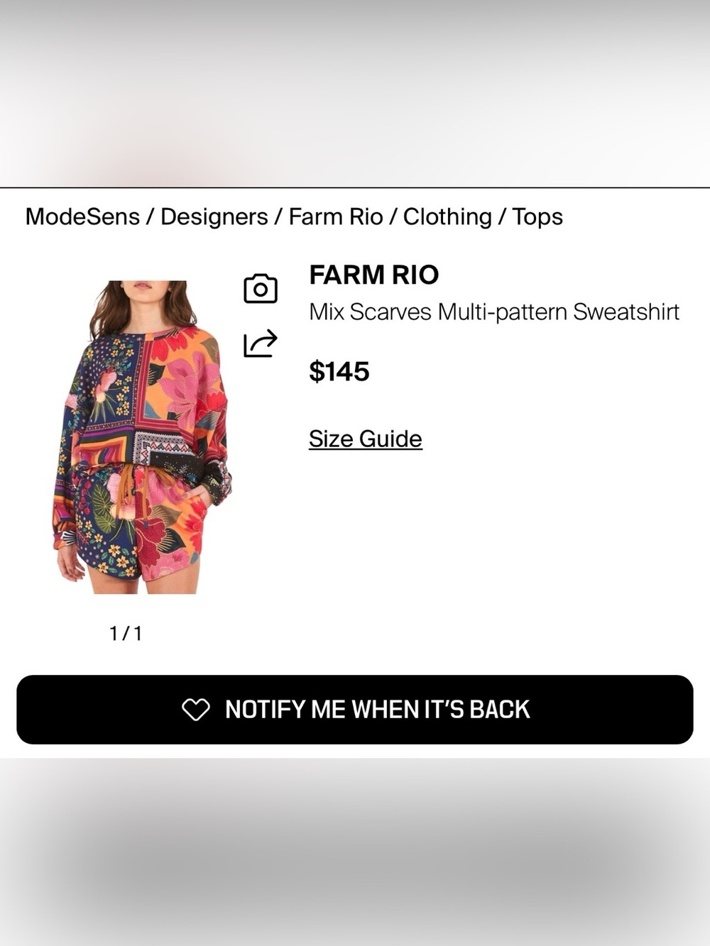 Farm Rio Mix Scarves Sweatshirt - Medium - Picture 6 of 6